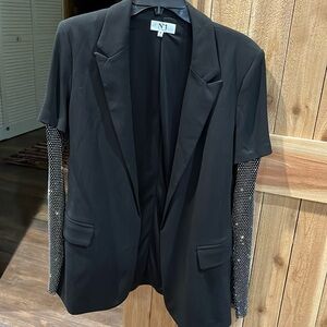 Sequin sleeved blazer